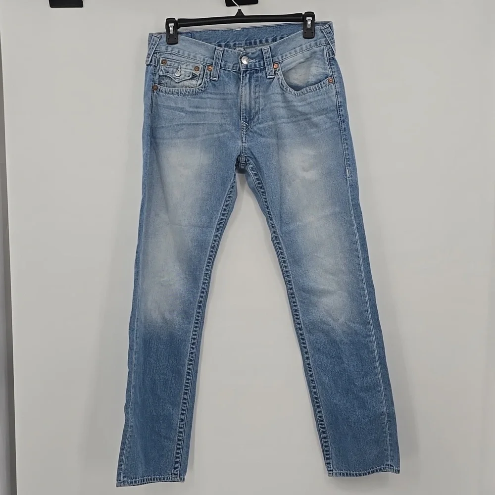 True Religion Skinny With Flap Pockets Basic Natural Blue Men's Size 34×34
